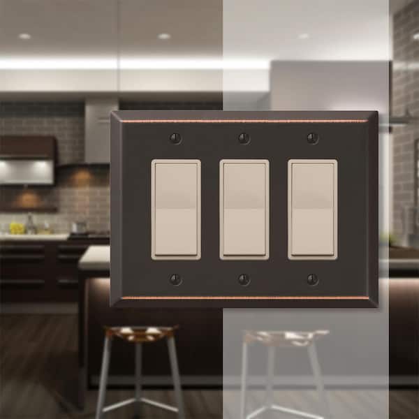Oversized 3 Gang Rocker Steel Wall Plate - Aged Bronze