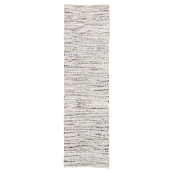 Himalaya White 2 ft. 6 in. x 9 ft. Stripe Runner Rug