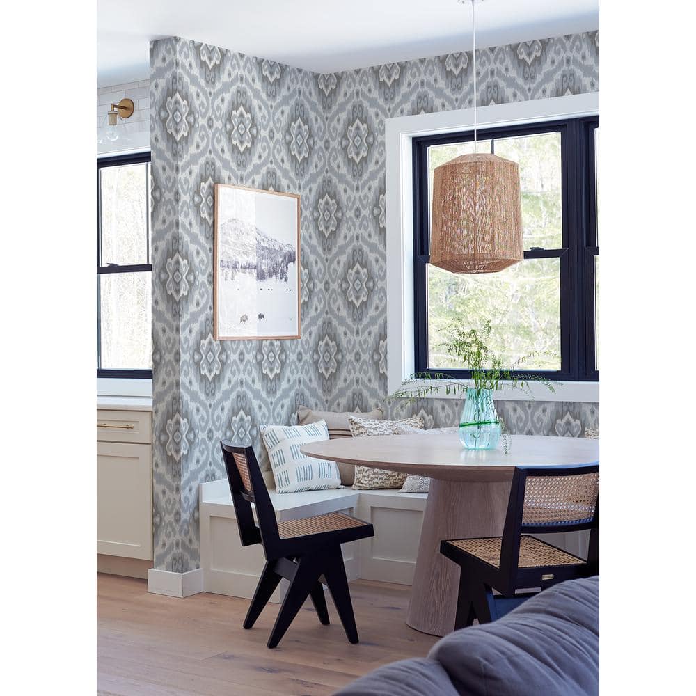 Grey Bohemian Ikat Self-Adhesive Removable Wallpaper Roll
