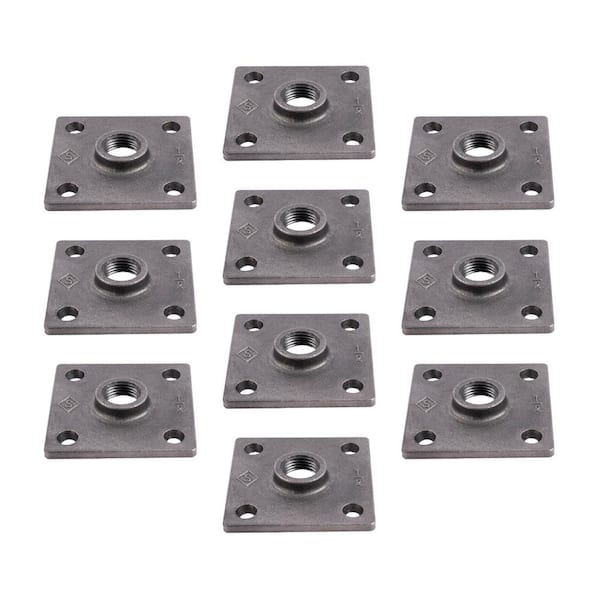 PIPE DECOR 1/2 in. Black Iron Square Flange Fitting (10-Pack)