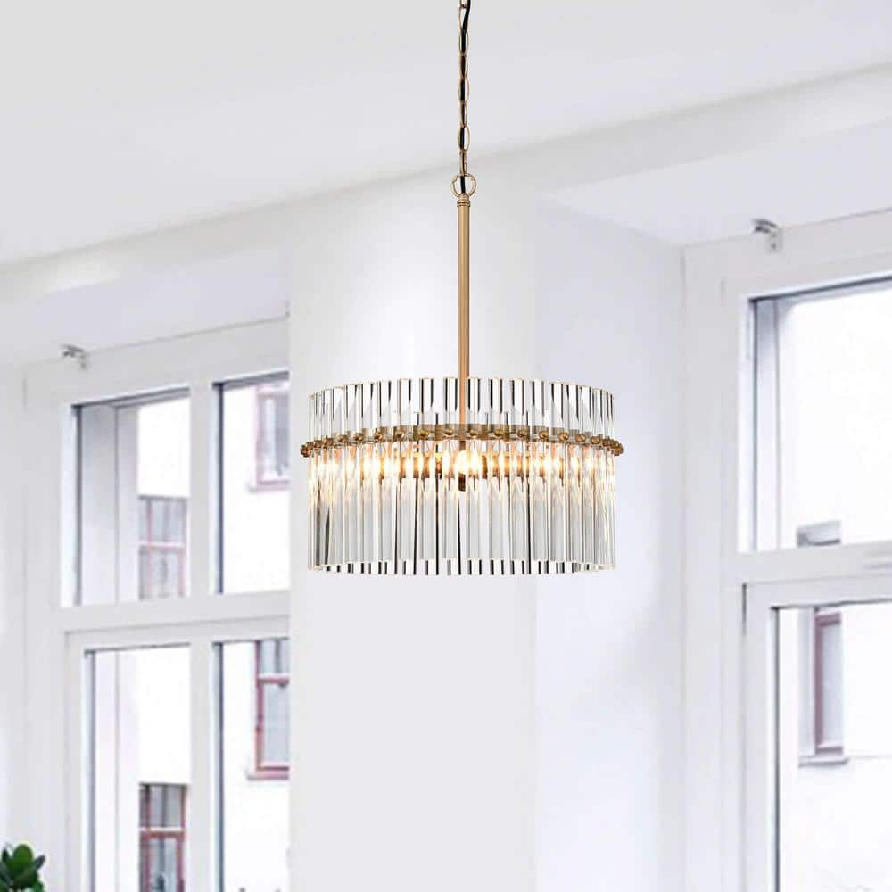 Casandra 16.1'' Brushed Brass and Crystal Chandelier