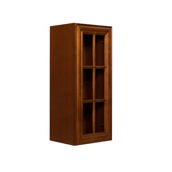 LIFEART CABINETRY Cambridge Assembled 18x36x12 in. Wall Mullion Door Cabinet with 1 Door 2 Shelves in Chestnut