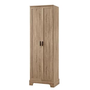 23.3 in. W x 16.9 in. D x 71.2 in. H Brown Linen Cabinet with 2 Doors and Adjustable Shelves