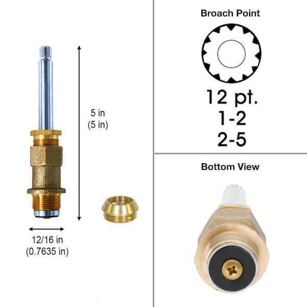 5 in. 12 pt Broach Right Hand Only Stem for Price Pfister Replaces 910-043