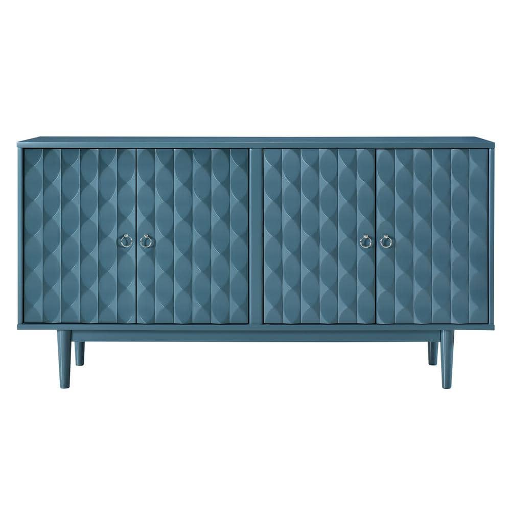 60.7 in. W x 15.7 in. D x 32.5 in. H Blue Linen Cabinet with Convex Pattern