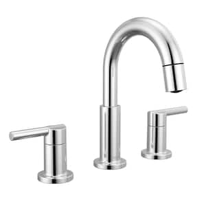 Nicoli 8 in. Widespread Double Handle Bathroom Faucet with Drain Included in Chrome