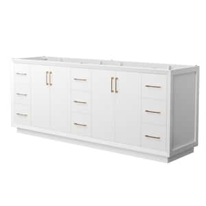 Strada 83.25 in. W x 21.75 in. D x 34.25 in. H Double Bath Vanity Cabinet without Top in White