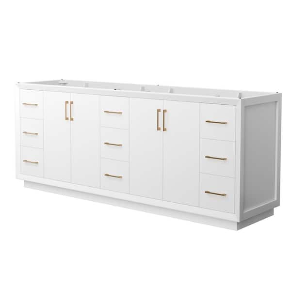 Wyndham Collection Strada 83.25 in. W x 21.75 in. D x 34.25 in. H Double Bath Vanity Cabinet without Top in White