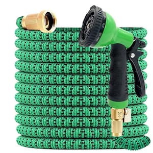 Fitting Size 1 in. x 50 ft. Expandable Garden Hose with Holder Heavy-Duty Strength 3750D 4-Layers Latex Core
