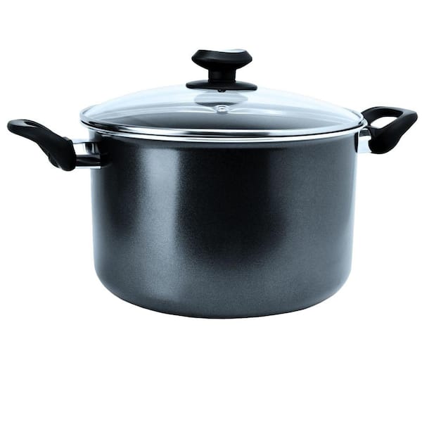 Ecolution Elements 8 qt. Aluminum Nonstick Stock Pot in Slate with Glass Lid