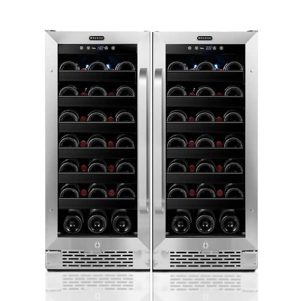 30 in. 66 Bottle Built-In Wine Cooler Bundle in Stainless Steel, Reversible Door and Double Pane Glass