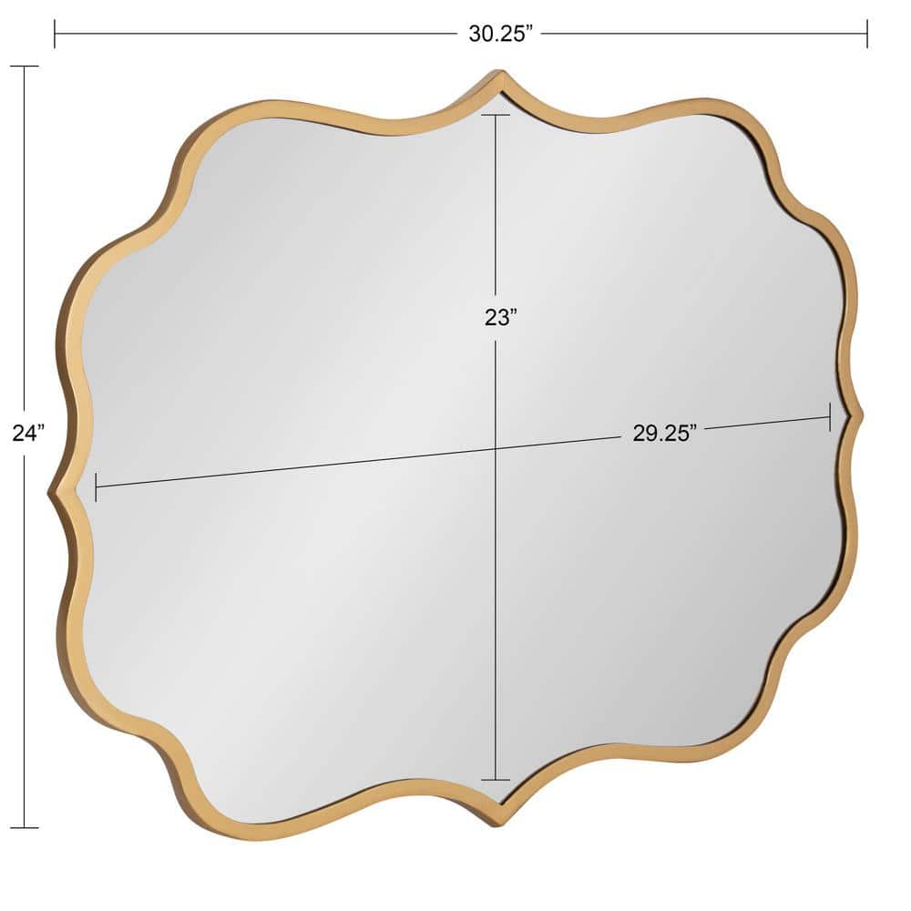 Elegant Gold Scalloped Rectangular Vanity Wall Mirror