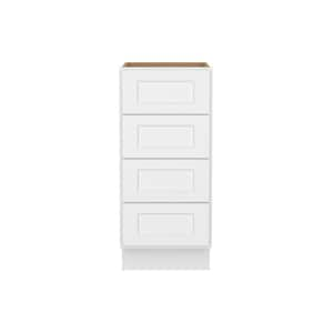 Easy-DIY 15 in. W x 24 in. D x 34.5 in. H Ready to Assemble Drawer Base Kitchen Cabinet in Shaker White with 4-Drawers