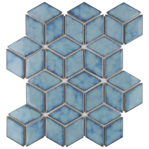 Merola Tile Hudson Rhombus Marine 10-1/4 in. x 11-3/4 in. Porcelain Mosaic Tile (8.6 sq. ft./Case)