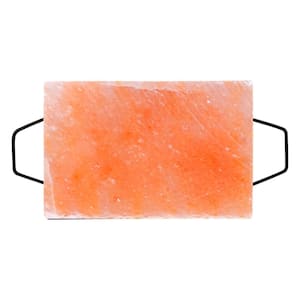 Pink Himalayan Salt Plank with Holder Tray for Cooking, Serving and Cutting Block
