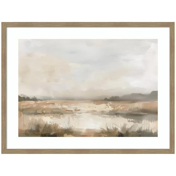 Woodgrain "Neutral Abstract Landscape" by The Creative Bunch Studio Landscape Framed Art Print 32 in. x 42 in.