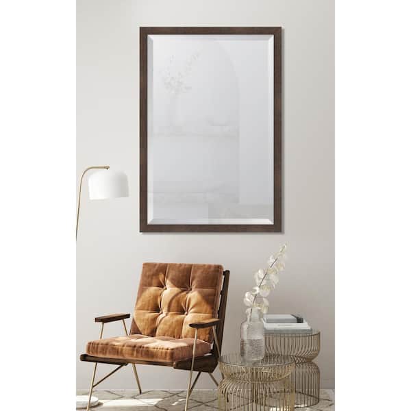Melissa Van Hise Large Rectangle Burgundy Beveled Glass Contemporary Mirror (40.75 in. H x 27 in. W)