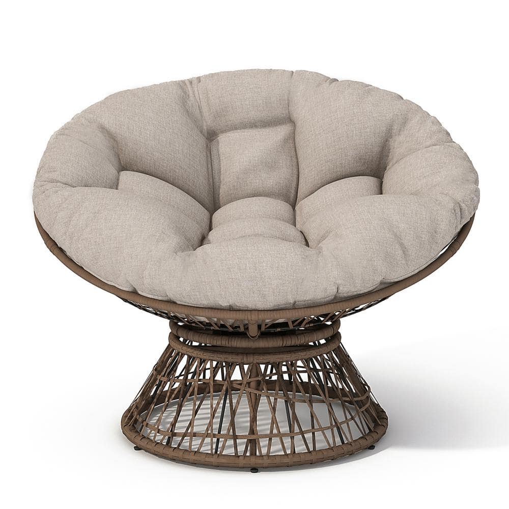 Zeus & Ruta Wicker Outdoor Chaise Lounge Chair, Brown Base