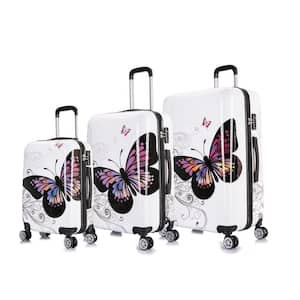 PRINTS Lightweight Hardside Spinner 3-Piece Luggage Set 20 in., 24 in., 28 in. in Butterfly