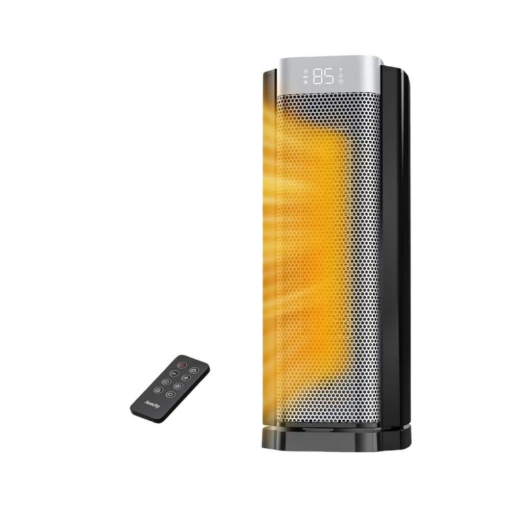 16 in.H1500 W 3rd-Gen Electric Indoor Tower Ceramic Forced Air Fan Space He