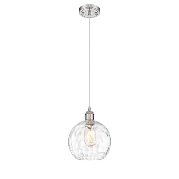 Innovations Athens Water Glass 100-Watt 1-Light Brushed Satin Nickel Shaded Mini Pendant Light with Clear Glass Clear Glass Shade