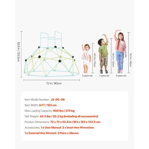 SKYSHALO Climbing Dome Geometric Dome Climber for Kids 600