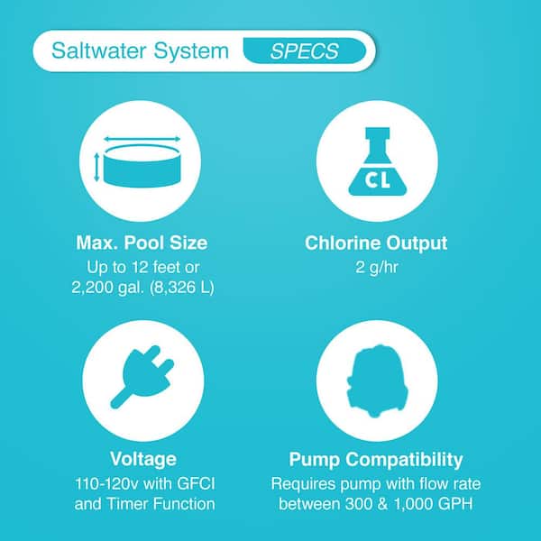 110-Volt-120-Volt Krystal Clear Pool Small and Sleek Saltwater System for Above Ground Pool