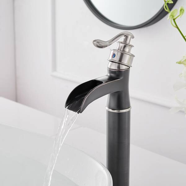 Waterfall Brushed Nickel/ORB Bathroom Basin Sink Mixer Faucet Brass Taps Drain 