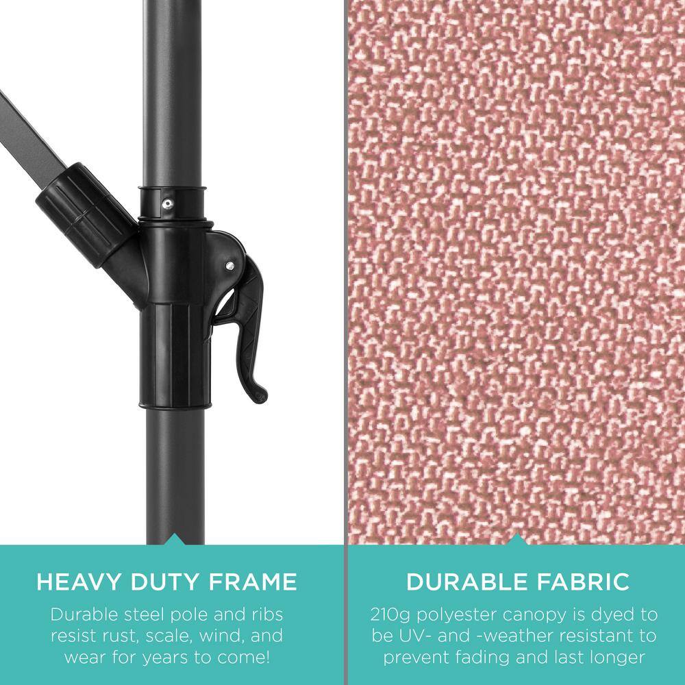Rose Quartz 10ft Offset Hanging Patio Umbrella with Steel Frame