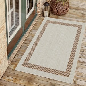 Azelia Ivory and Brick 2 ft. x 3 ft. Indoor/Outdoor Area Rug