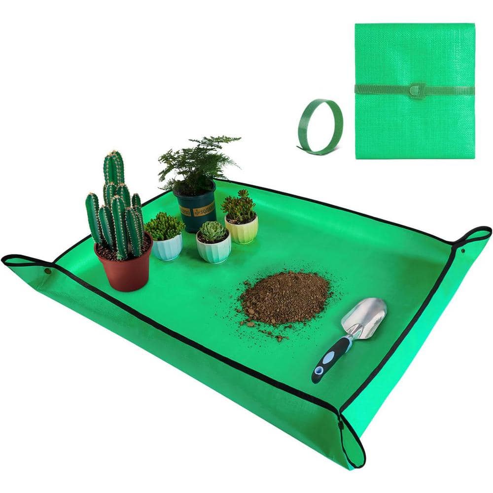 31.5 in. W x 39.5 in. D x 31.5 in. H Polyethylene Green Large Repotting Portable Mat & Mess Control for Greenhouse -  ITOPFOX, HSSA01-2OT174