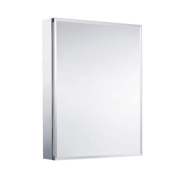 Unbranded Audriana 20 in. W x 26 in. H Large Rectangular Silver Aluminum Recessed or Surface Mount Medicine Cabinet with Mirror