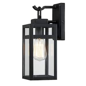 13.88 in. H 1-Light Black Modern Outdoor/Indoor Wall Light Sconce Fixture