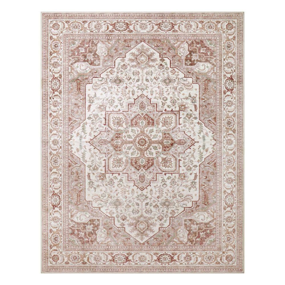 Wyatt & Ash Rylan Brown/Green 7 ft. x 10 ft. Woven Oriental Polyester ...