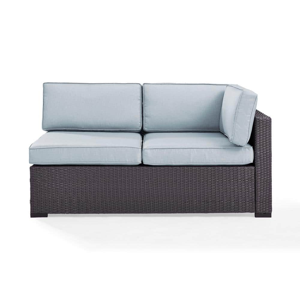 Biscayne Mist Blue Wicker Outdoor Loveseat with Cushions