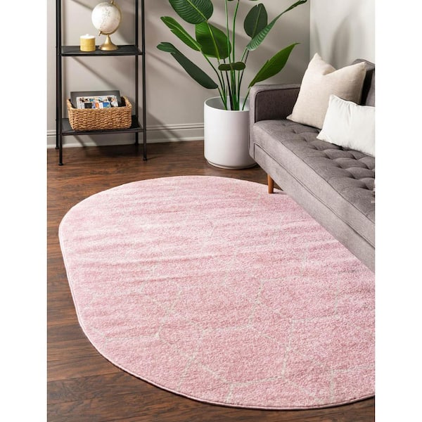 Trellis Frieze Geometric Light Pink 3 ft. x 5 ft. Area Rug