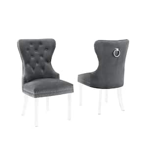 Sal Dark Gray Velvet Dining Chairs (Set of 2)