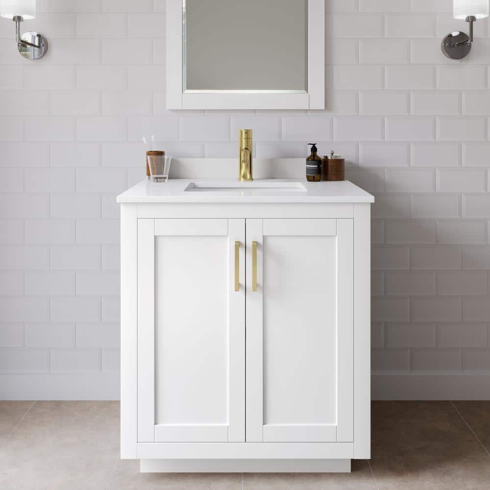 Miranda 30 in. W x 22 in. D x 33.75 in. H Single Bath Vanity in White with White Cultured Marble Top price history on PriceWatchPro