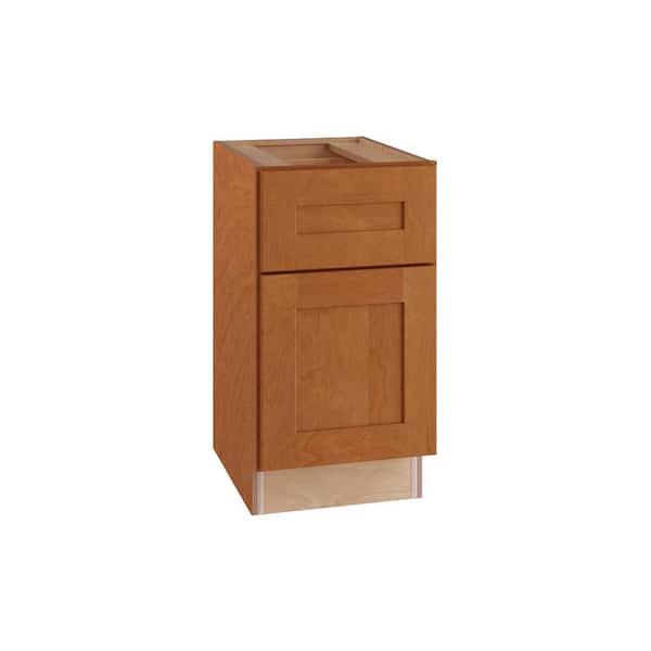 Home Decorators Collection Hargrove Assembled 18x28.5x21 in. Plywood Shaker Desk Drawer Base Kitchen Cabinet Soft Close in Stained Cinnamon