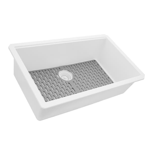 epiGranite 32 in. Undermount SIngle Bowl Urban Workstation-Ready Kitchen Sink in Arctic White Granite Composite