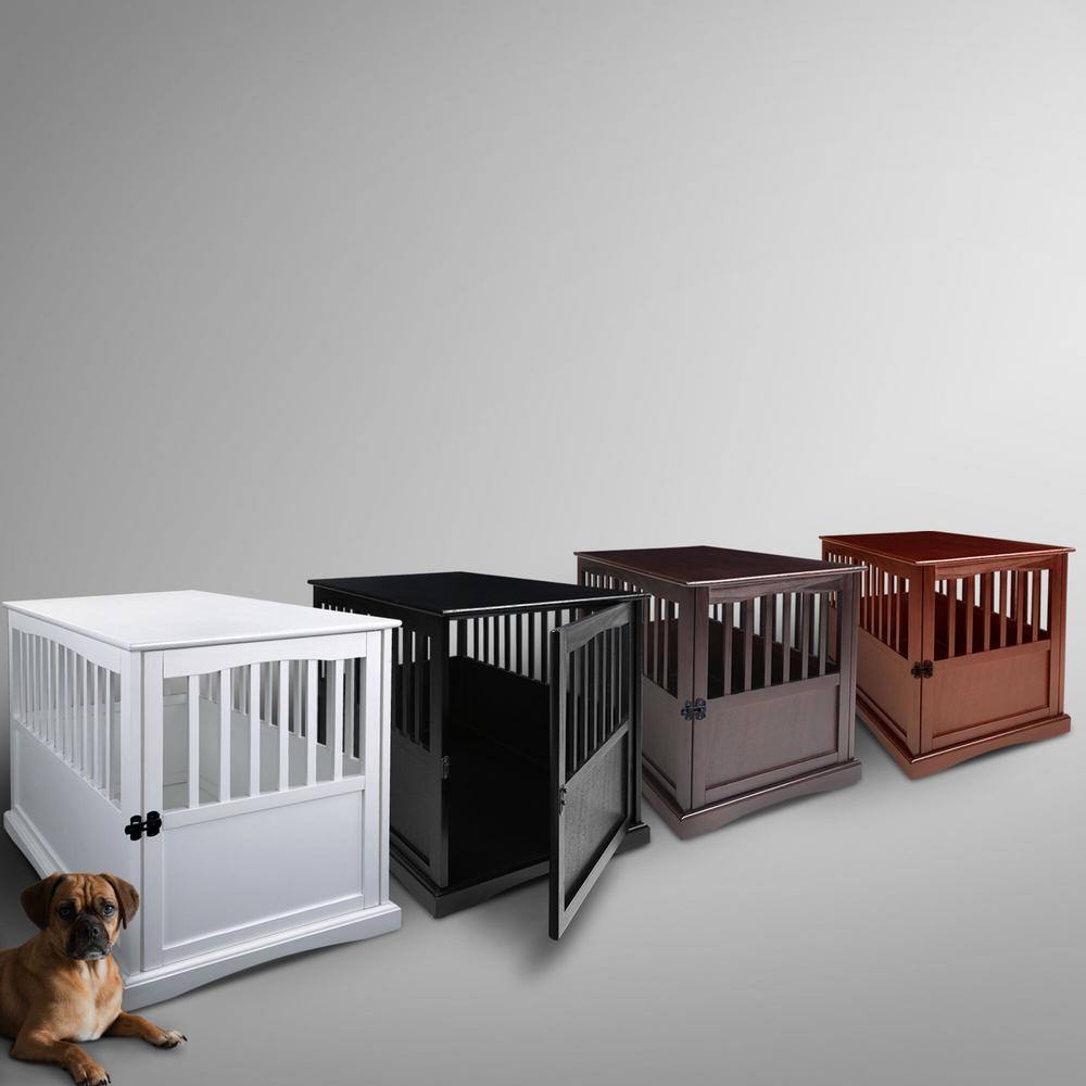 Large White Solid Wood Pet Crate End Table