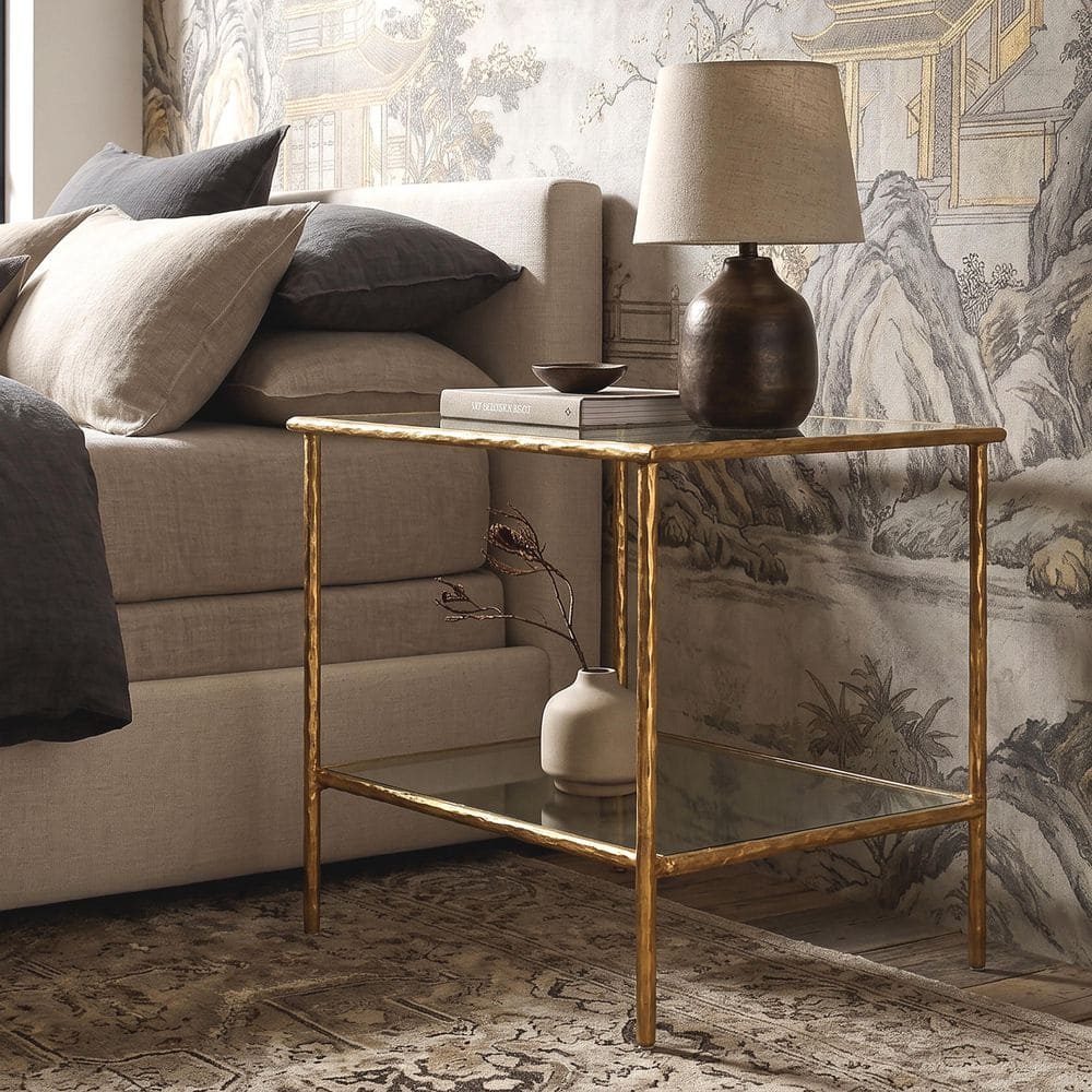 Furniture of America Zayen 24 in. Modern Gold Hammered Stainless