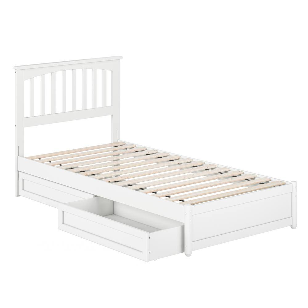 AFI Everett White Solid Wood Frame Twin XL Platform Bed with Panel