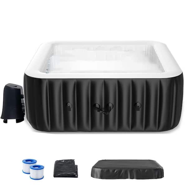 ABORON 4-Person Inflatable Hot Tub with 110 Air Jets 73 in. x 73 in. x 25 in. Large Bubble Massage Spa 211 Gal. Outdoor Spa
