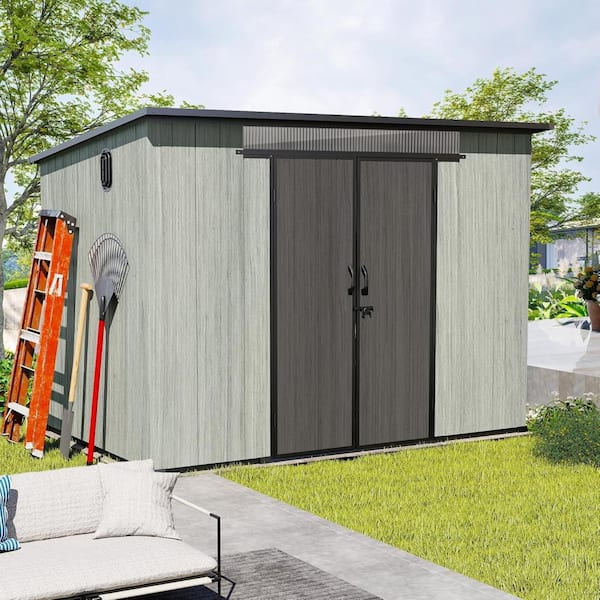 9 ft. W x 6 ft. D Outdoor Resin Shed with Transparent Windows and Louvered Vents in Gray