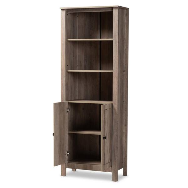 Natural Oak 5 Shelf Standard Bookcase, Threshold Carson Horizontal Bookcase Chestnut