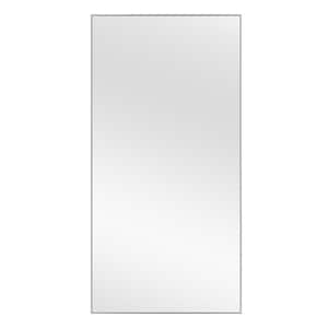 Oversized Rectangle Silver Hooks Modern Mirror (71 in. H x 24 in. W)