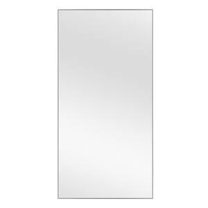 Oversized Rectangle Silver Hooks Modern Mirror (69.5 in. H x 30.5 in. W)