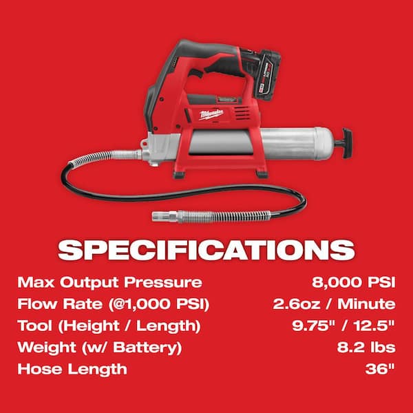 Milwaukee 12 12-Volt Lithium-Ion Cordless Grease Gun Kit With Two