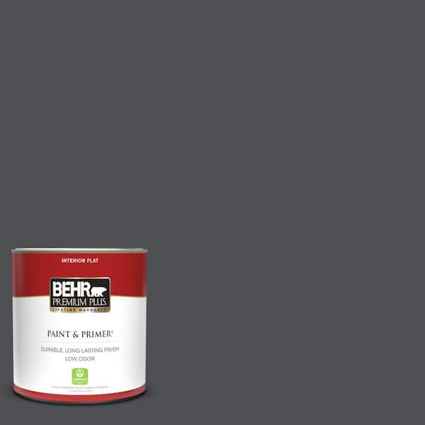 BEHR PREMIUM PLUS 1 qt. PPU2601 Satin Black Flat Low Odor Interior